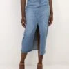 Jupe En Denim Mi-longue Et Fendue