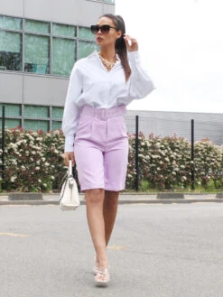 Bermuda à Pinces Avec Ceinture à Boucle 7 Bermuda à Pinces Avec Ceinture à Boucle -Mode Étoilée Soldes Magasin O30 12590 LTPRP 4