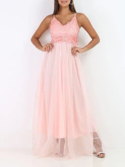 Robe Longue En Tulle Et Dentelle