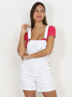 Salopette Short Retroussé Blanc Blanc