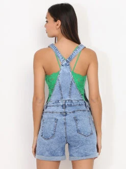 Salopette Short Retroussé Bleu Clair Bleu -Mode Étoilée Soldes Magasin P12 S511 5 BLU 3