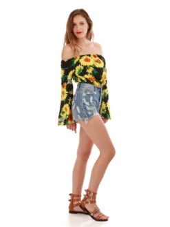 Short En Jean Motif Tâches De Peinture -Mode Étoilée Soldes Magasin P13 GBJ F5152 LTBLU 3