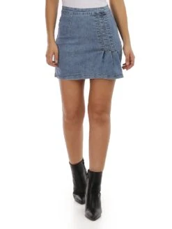 Jupe En Jeans Plissée Courte