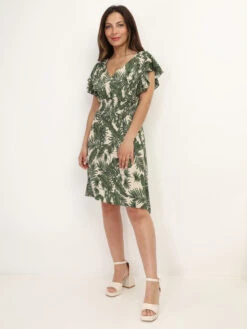 Robe Patineuse à Feuilles Et Volants -Mode Étoilée Soldes Magasin P20 P8348 A GRN 3