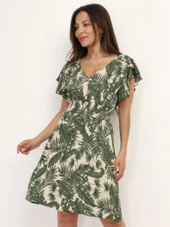 Robe Patineuse à Feuilles Et Volants -Mode Étoilée Soldes Magasin P20 P8348 A GRN 4