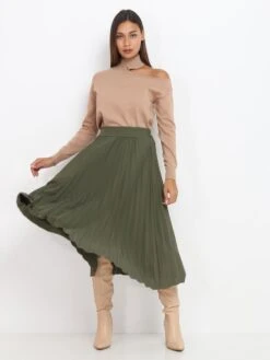 Jupe Plissée Mi-longue -Mode Étoilée Soldes Magasin P26 MY6523 GRN 3