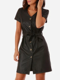 Robe à Boutons En Simili