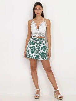 Jupe-short Patineuse à Motif Floral -Mode Étoilée Soldes Magasin R02 0910 3 GRN 3