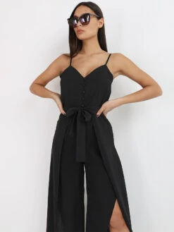 Combinaison Fluide Fendue Avec Ceinture