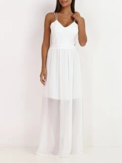 Robe Longue à Double Bretelles Croisées