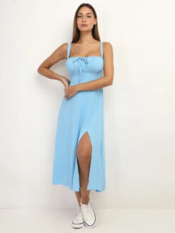 Robe Corset Mi-longue à Fente