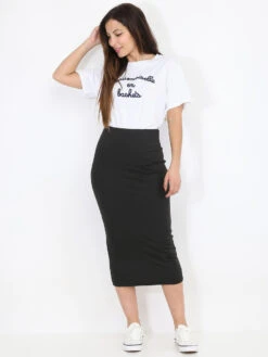 T-shirt Brodé "Mademoiselle En Baskets" -Mode Étoilée Soldes Magasin R14 M6069 WHTBLU 4