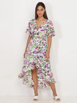 Robe Portefeuille à Fleurs Aquarelles