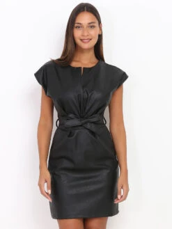 Robe En Simili à Col Fendu