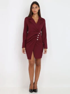 Robe Blazer Boutonnée Et Fendue 8 Robe Blazer Boutonnée Et Fendue -Mode Étoilée Soldes Magasin RK19 MY56039 WIN 4