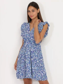 Robe Volantée à Motif Cachemire