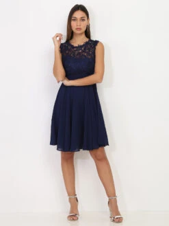 Robe Grandes Tailles Avec Dentelle -Mode Étoilée Soldes Magasin RK29 R1271QS NVY 3