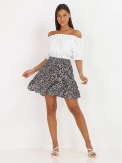 Jupe Fleurie à Volants -Mode Étoilée Soldes Magasin S05 23351 BLK 4