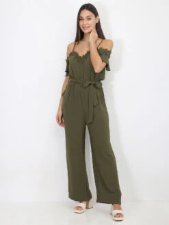 Combinaison Ceinturée Avec Détail Broderie -Mode Étoilée Soldes Magasin S05 OR5876 KHK 3