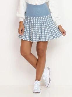 Jupe Plissée à Motifs Pied-de-poule