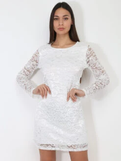 Robe Droite En Dentelle à Motifs