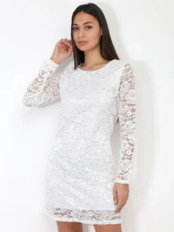 Robe Droite En Dentelle à Motifs -Mode Étoilée Soldes Magasin S11 52978 WHT 3