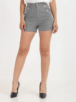 Short Taille Haute à Carreaux