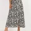 Jupe Mi-longue Fendue à Fleurs