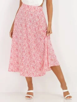 Jupe Patineuse à Fleurs Avec Fente