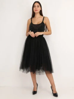 Body Pailleté à Strass Avec Bretelles -Mode Étoilée Soldes Magasin S21 22946 BLK 5