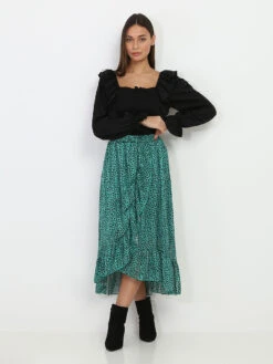 Jupe Style Portefeuille à Imprimé -Mode Étoilée Soldes Magasin S27 8235 A GRN 3