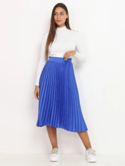 Jupe Plissée Satinée -Mode Étoilée Soldes Magasin S31 MY6523S BLU 3
