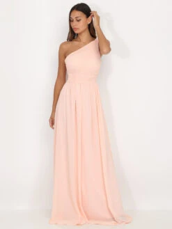 Robe Longue Drapée à épaules Asymétriques