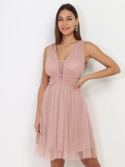 Robe Patineuse Rose En Tulle Avec Anneau Vieux Rose
