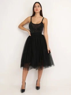 Jupe Midi En Tulle -Mode Étoilée Soldes Magasin T09 W2136 BLK 3