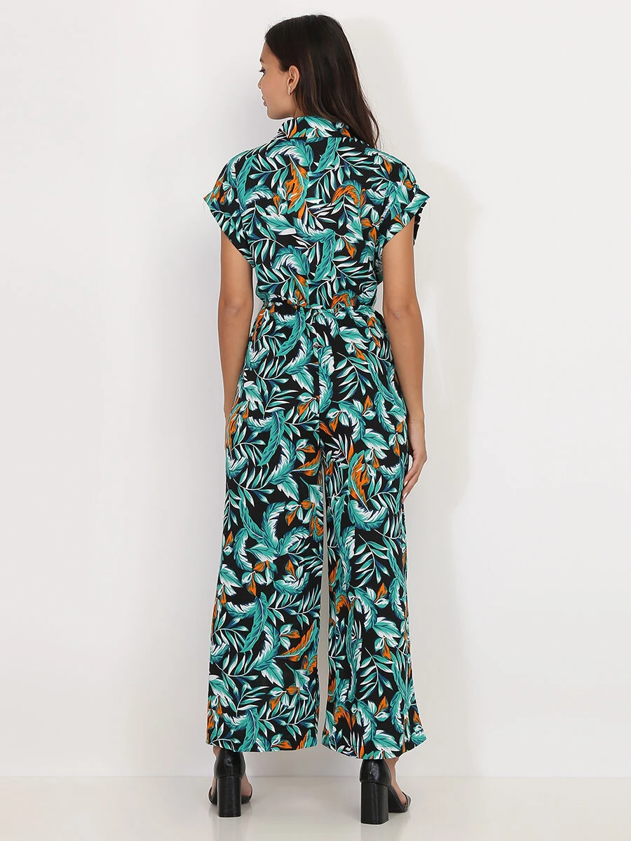 Combinaison Fluide à Imprimé Feuilles 2 Combinaison Fluide à Imprimé Feuilles – Image 2