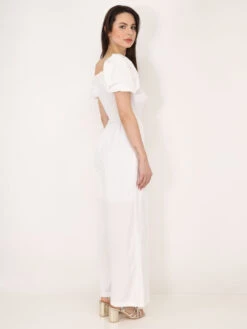 Combinaison Smockée à Manches Ballons -Mode Étoilée Soldes Magasin T10 PM8381 WHT 3