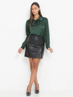 Jupe Droite En Simili à Fente -Mode Étoilée Soldes Magasin T11 3691 BLK 3