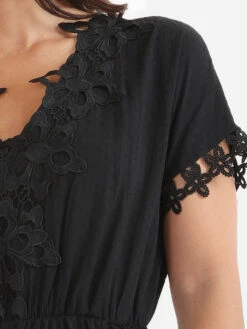 Combinaison Short Avec Détails En Broderie -Mode Étoilée Soldes Magasin T14 0882 BLK 5