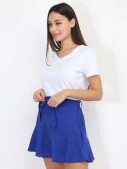 Jupe-short à Volants Avec Ceinture -Mode Étoilée Soldes Magasin T19 0875 BLU 3