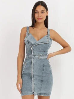 Robe En Jeans à Col Revers