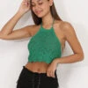 Crop Top En Crochet à Encolure Américaine