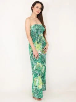 Combinaison Bustier à Motif Tropical -Mode Étoilée Soldes Magasin U01 PM8325 GRN 4