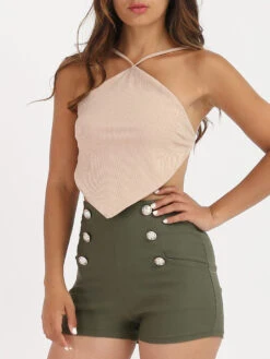 Top Côtelé Effet Bandana