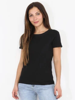 T-shirt Basique à Col Rond -Mode Étoilée Soldes Magasin U11 L802 BLK 4