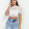 Crop Top En Dentelle Et Zip
