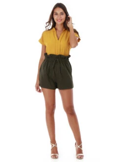 Short Froncé à La Taille -Mode Étoilée Soldes Magasin U14 JDF6012 KHK 3