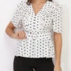 Top Ceinturé à Pois Et Volants