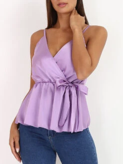 Top Satiné à Volants