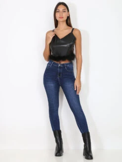 Top Court En Simili à Plumes -Mode Étoilée Soldes Magasin U18 OR5857 BLK 3